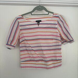 J.Crew Striped Short-Sleeve Blouse -- SIZE 2